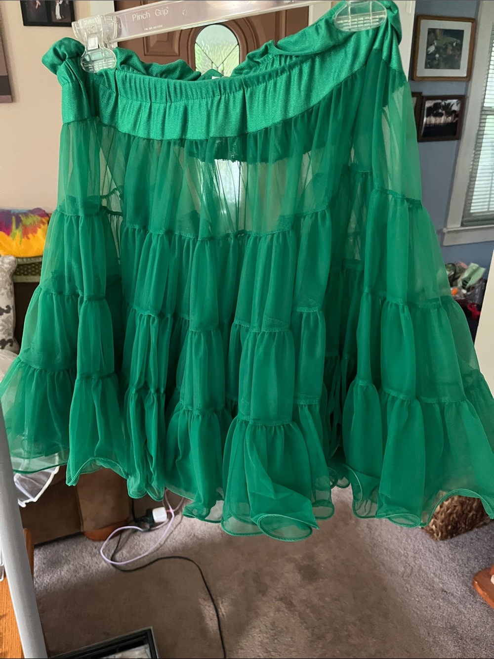 Green Tiered Chiffon Women's petticoat